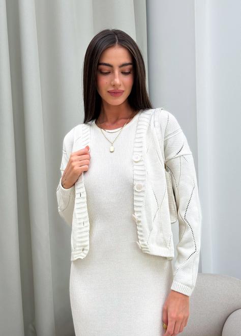 Кардиган женский ажурный молочный
