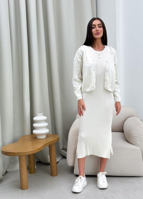 Кардиган женский ажурный молочный