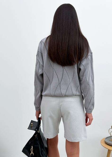 Кардиган женский ажурный серый