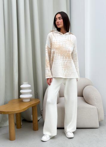  В'язаний жіночий костюм світшот зі штанами молочний Vibe