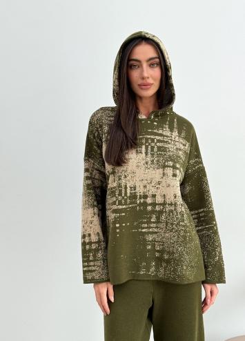 Світшот в'язаний жіночий оливковий Vibe