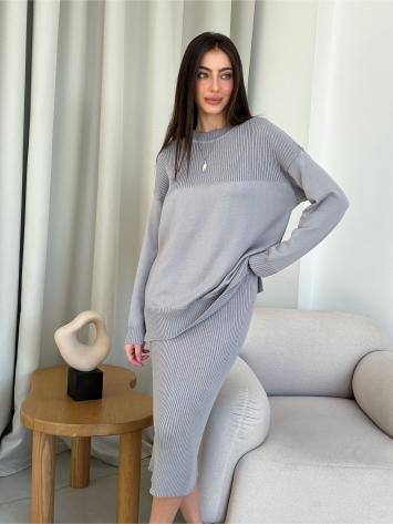 Костюм жіночий зі спідницею Katrin сірий