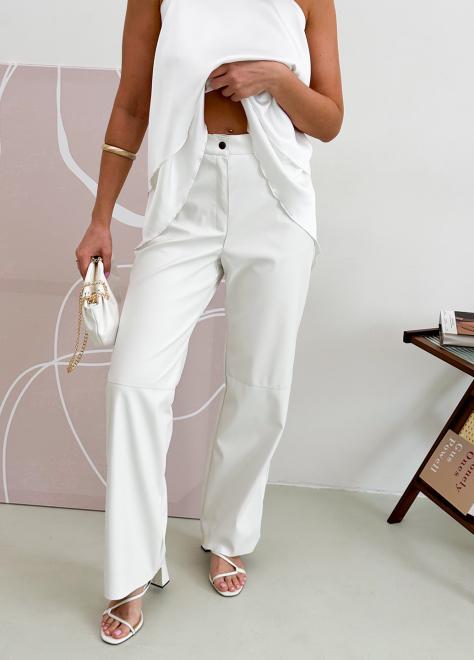 Штани шкіряні жіночі білі