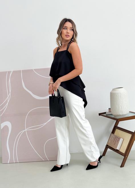 Топ з воланами чорний Fashion