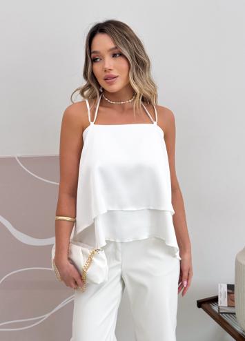 Топ з воланами білий Fashion