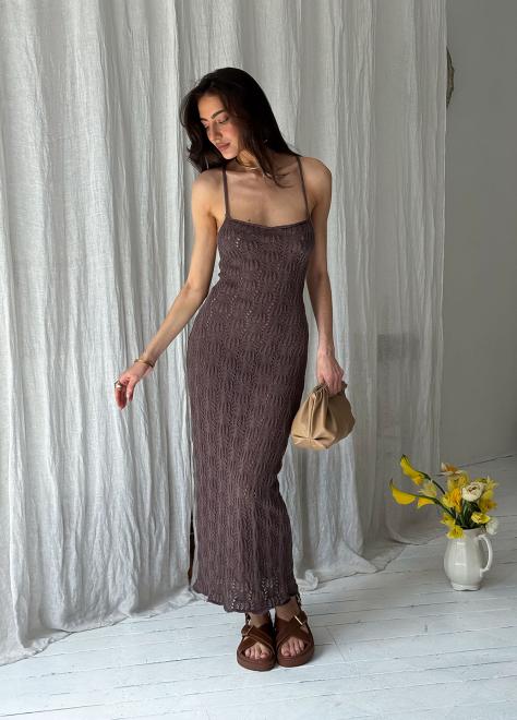 Пляжна сукня Мереживо кавова