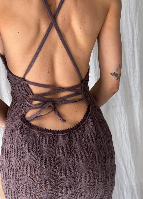 Пляжна сукня Мереживо кавова