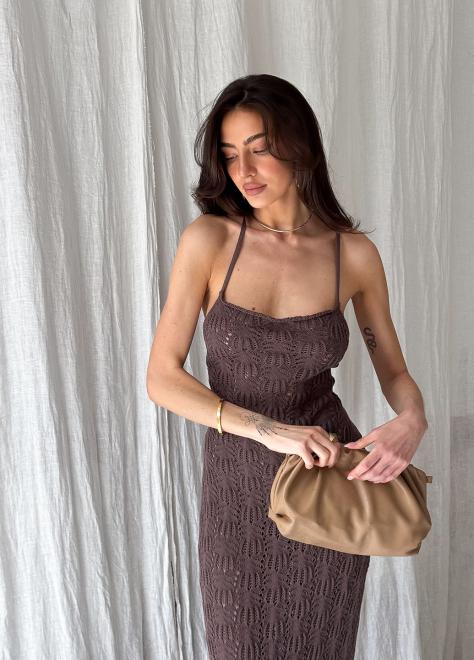 Пляжна сукня Мереживо кавова