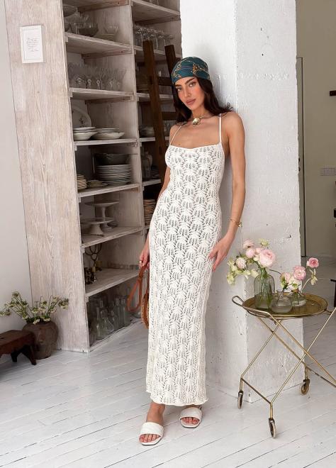 Пляжна сукня Мереживо молочна