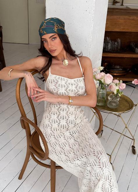 Пляжна сукня Мереживо молочна