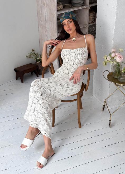 Пляжна сукня Мереживо молочна