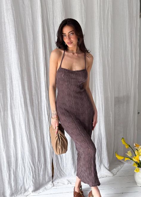 Пляжна сукня Мереживо кавова