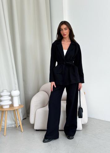  Костюм жіночий жакет і штани палаццо Юджина чорний