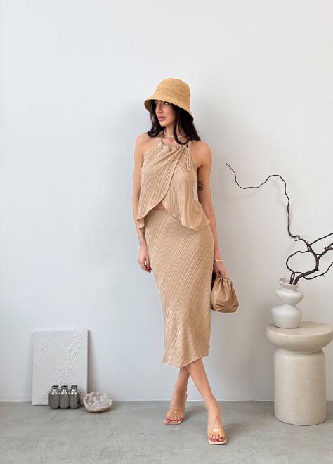 Жіноча спідниця міді Loren бежева