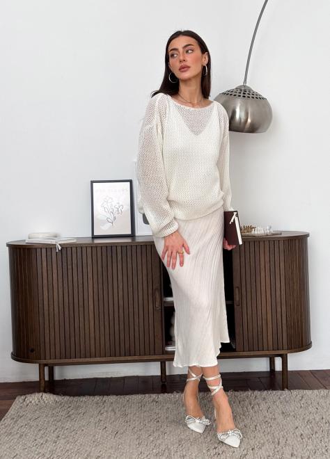 Жіноча спідниця міді Loren молочна