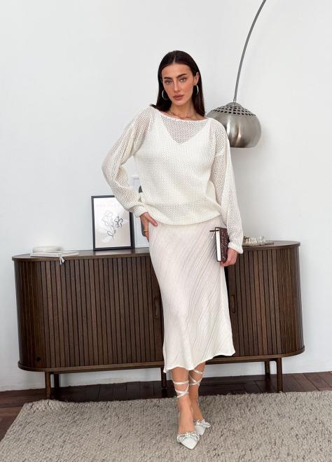 Жіноча спідниця міді Loren молочна