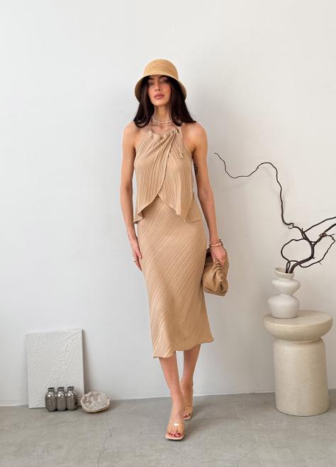 Жіноча спідниця міді Loren бежева