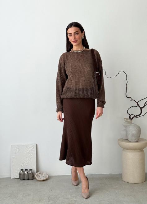 Жіноча спідниця міді Loren шоколад