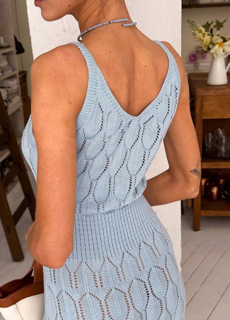 Ажурна літня сукня довга блакитна
