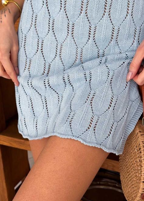 Ажурна літня сукня коротка блакитна