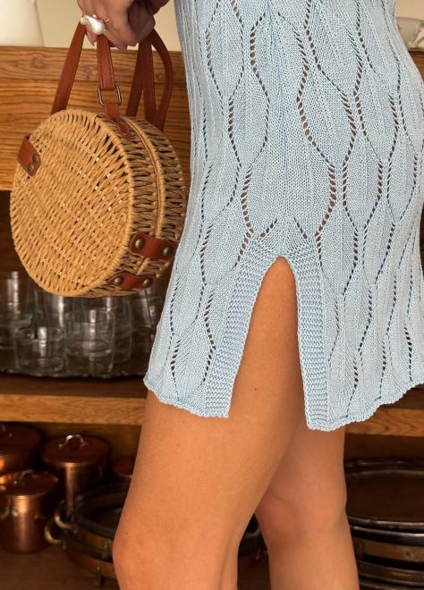 Ажурна літня сукня коротка блакитна