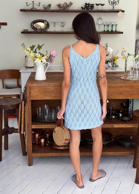Ажурна літня сукня коротка блакитна
