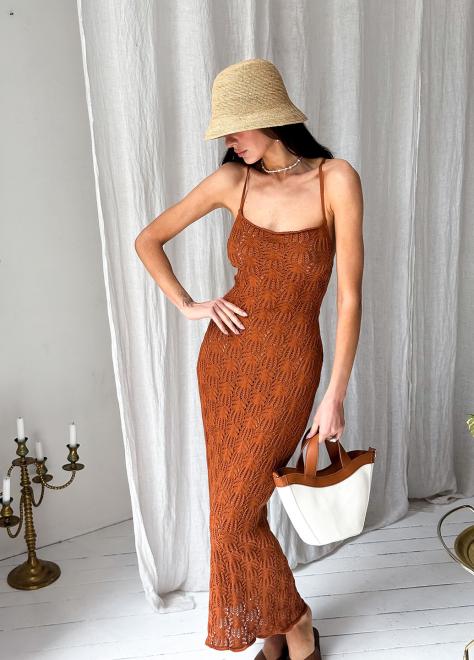 Пляжна сукня Мереживо бурштинова