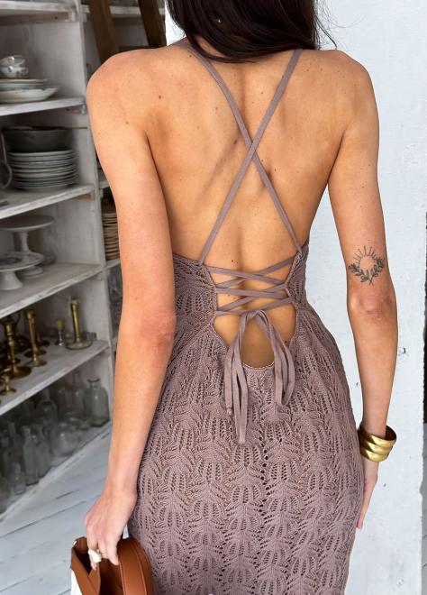 Пляжна сукня Мереживо тауп