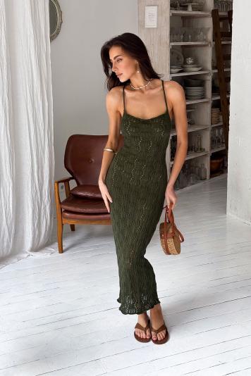Пляжна сукня Мереживо оливкова Пляжна сукня Мереживо оливкова
