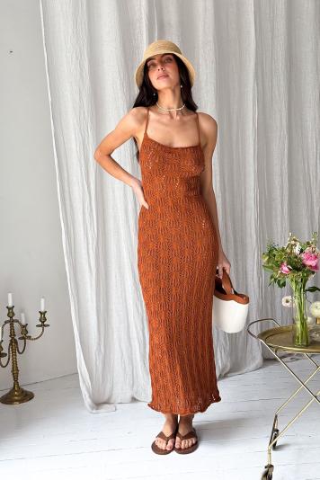 Пляжна сукня Мереживо бурштинова Пляжна сукня Мереживо бурштинова