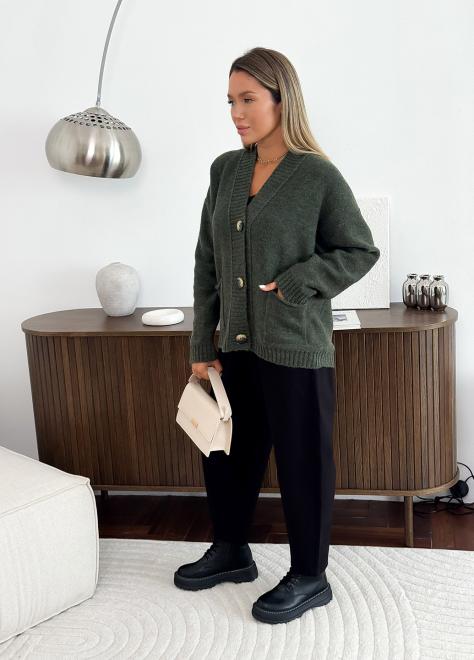 Кардиган в'язаний жіночий Casual Wool Темно-зелений