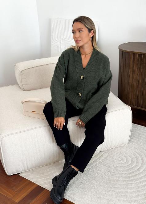 Кардиган в'язаний жіночий Casual Wool Темно-зелений