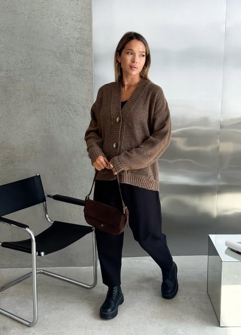 Кардиган в'язаний жіночий Casual Wool Коричневий