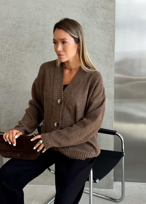 Кардиган в'язаний жіночий Casual Wool Коричневий