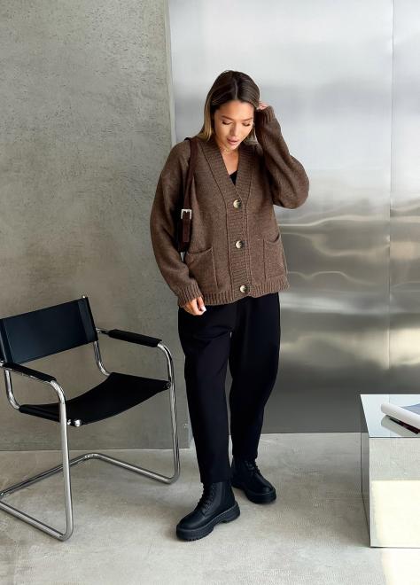 Кардиган в'язаний жіночий Casual Wool Коричневий