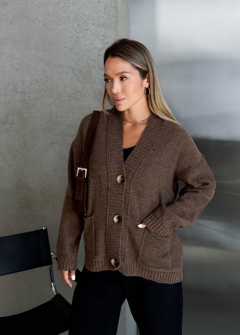 Кардиган в'язаний жіночий Casual Wool Коричневий