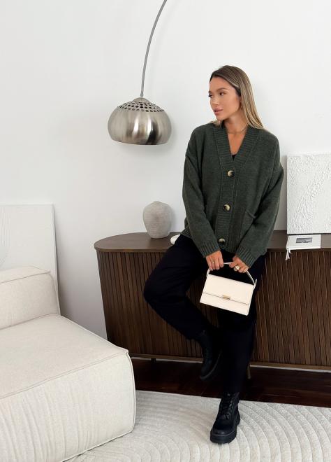 Кардиган в'язаний жіночий Casual Wool Темно-зелений