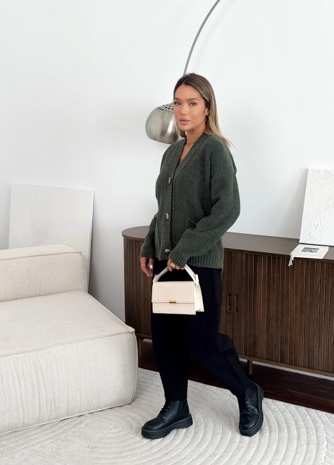 Кардиган в'язаний жіночий Casual Wool Темно-зелений