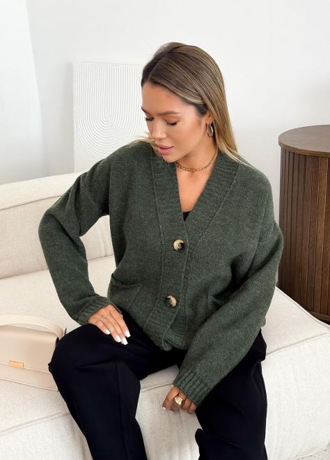 Кардиган в'язаний жіночий Casual Wool Темно-зелений