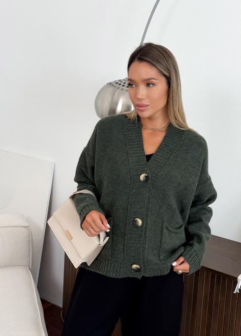 Кардиган в'язаний жіночий Casual Wool Темно-зелений