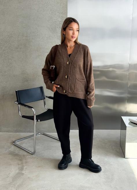 Кардиган в'язаний жіночий Casual Wool Коричневий
