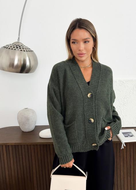 Кардиган в'язаний жіночий Casual Wool Темно-зелений