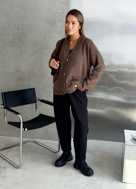 Кардиган в'язаний жіночий Casual Wool Коричневий