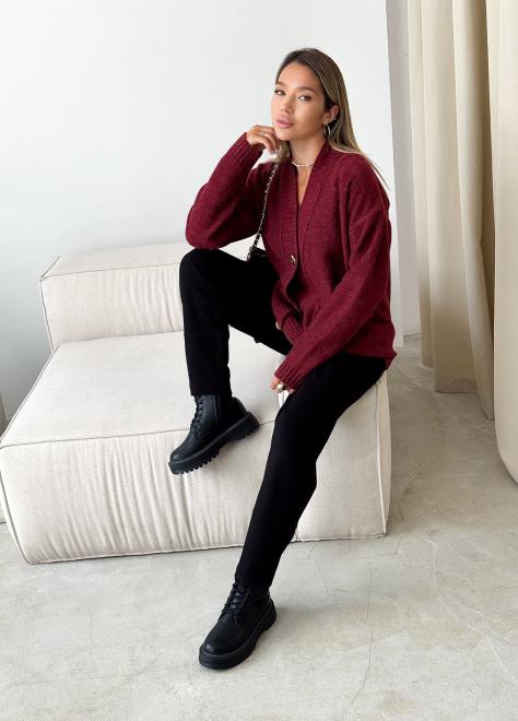 Кардиган в'язаний жіночий Casual Wool Бордовий