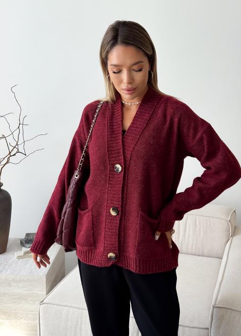 Кардиган в'язаний жіночий Casual Wool Бордовий
