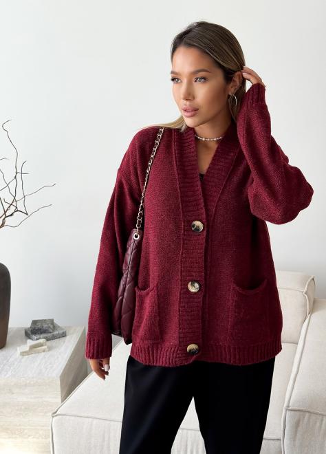 Кардиган в'язаний жіночий Casual Wool Бордовий