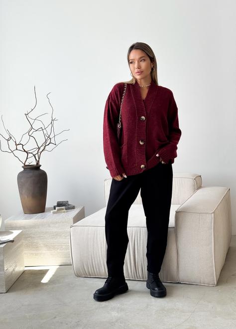 Кардиган в'язаний жіночий Casual Wool Бордовий