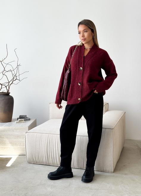 Кардиган в'язаний жіночий Casual Wool Бордовий