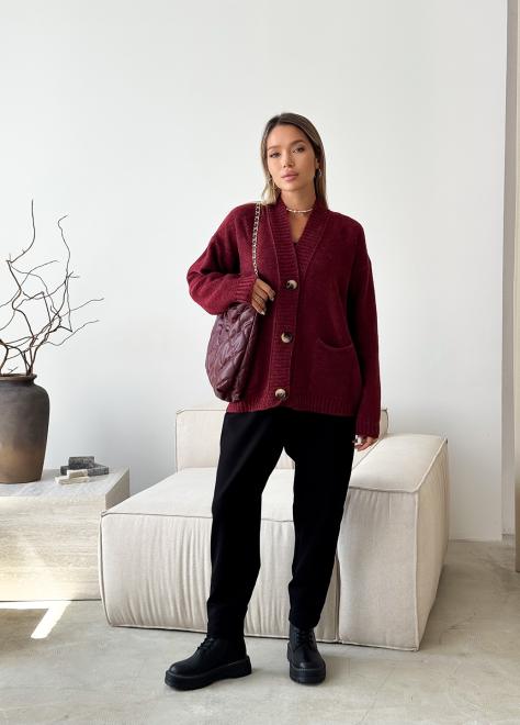 Кардиган в'язаний жіночий Casual Wool Бордовий
