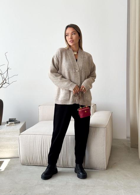 Кардиган в'язаний жіночий Casual Wool Лляний
